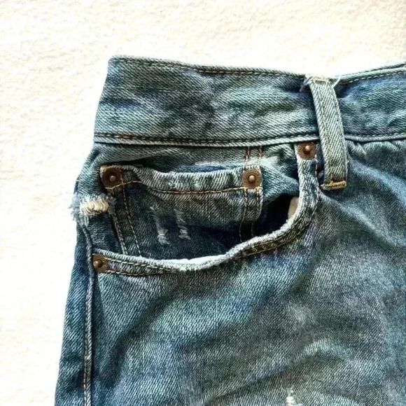 Free People Button Fly Distress Faded Midrise Denim Jean Shorts Size 26 - Picture 3 of 14